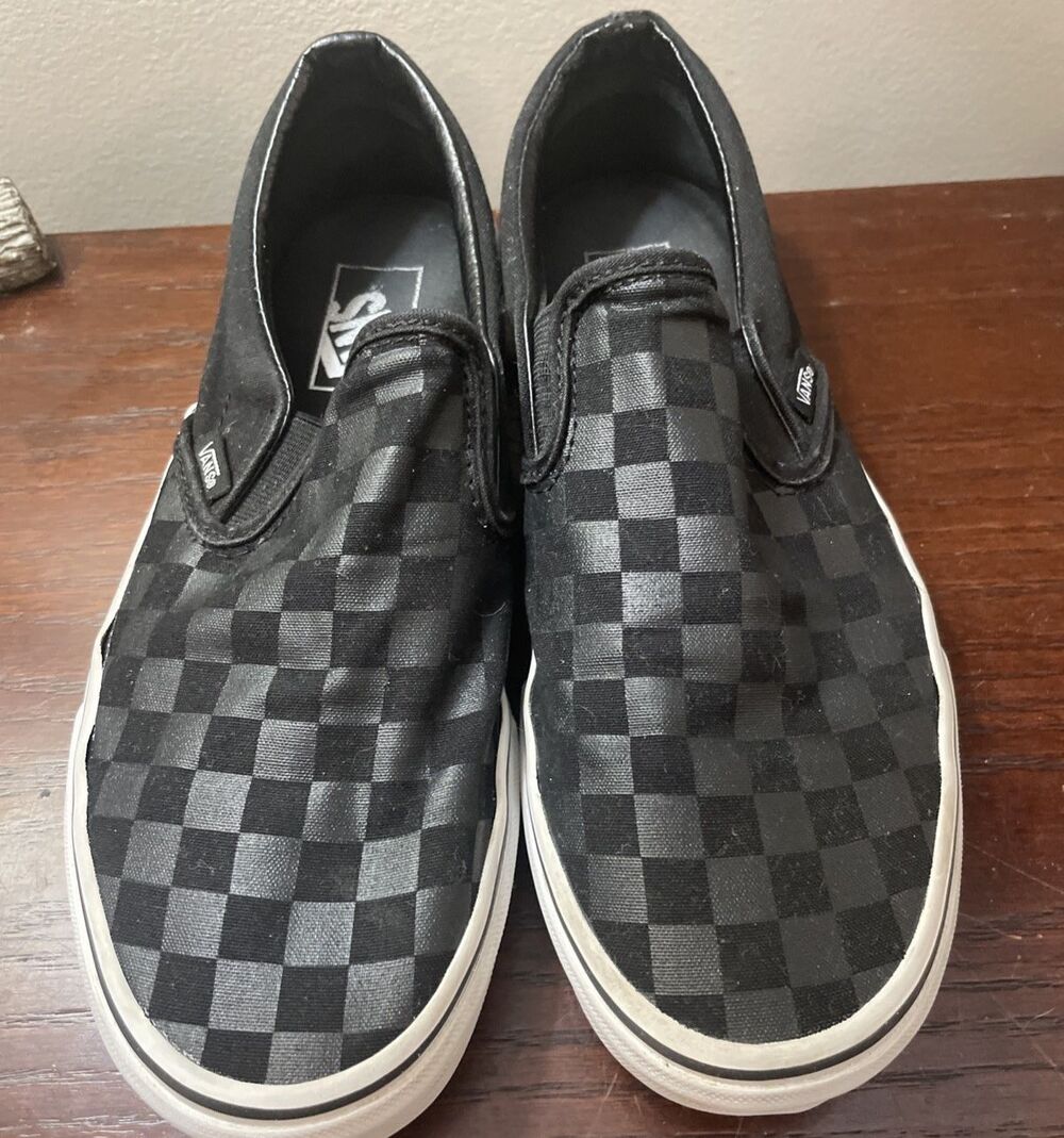 VANS Rare Slip On Gray Black Checkerboard Racing Flag Womens 9 Canvas Shoes - Picture 7 of 11